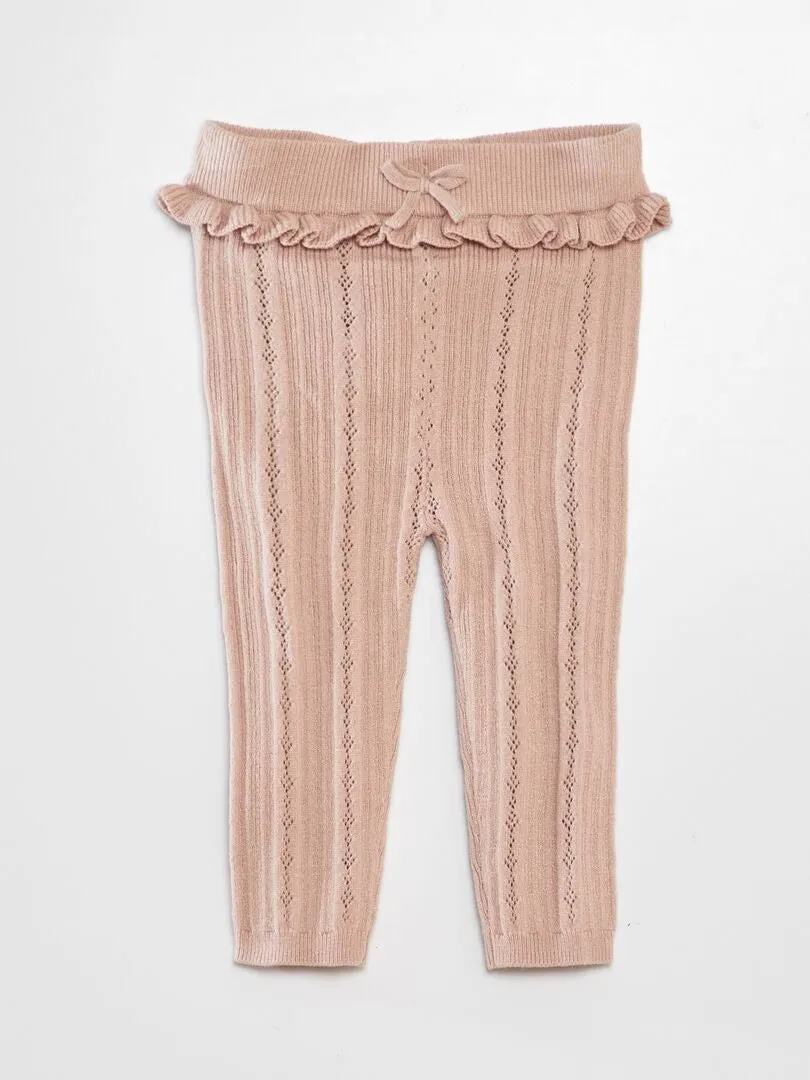Legging de punto calado + calcetines - BEIGE